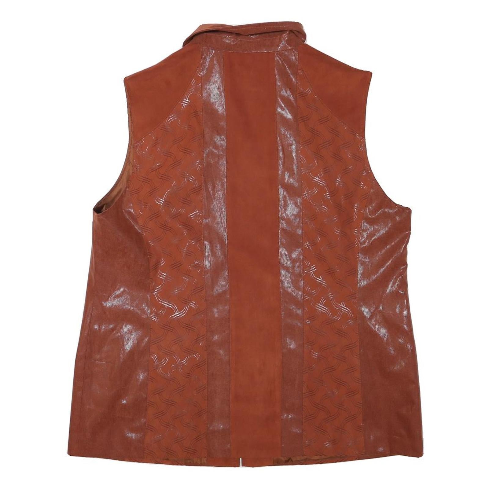 CITY LOOK Womens Rust Brown Jacket L Polyester Blend Plain Zip Sleeveless