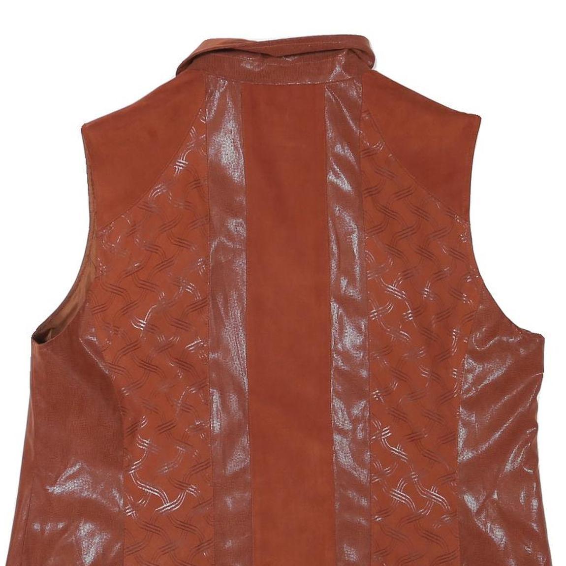 CITY LOOK Womens Rust Brown Jacket L Polyester Blend Plain Zip Sleeveless