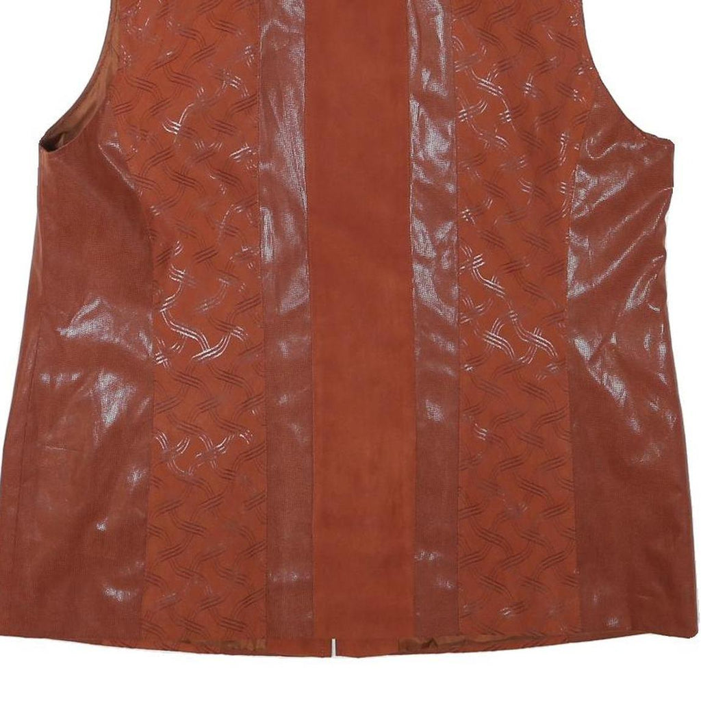 CITY LOOK Womens Rust Brown Jacket L Polyester Blend Plain Zip Sleeveless