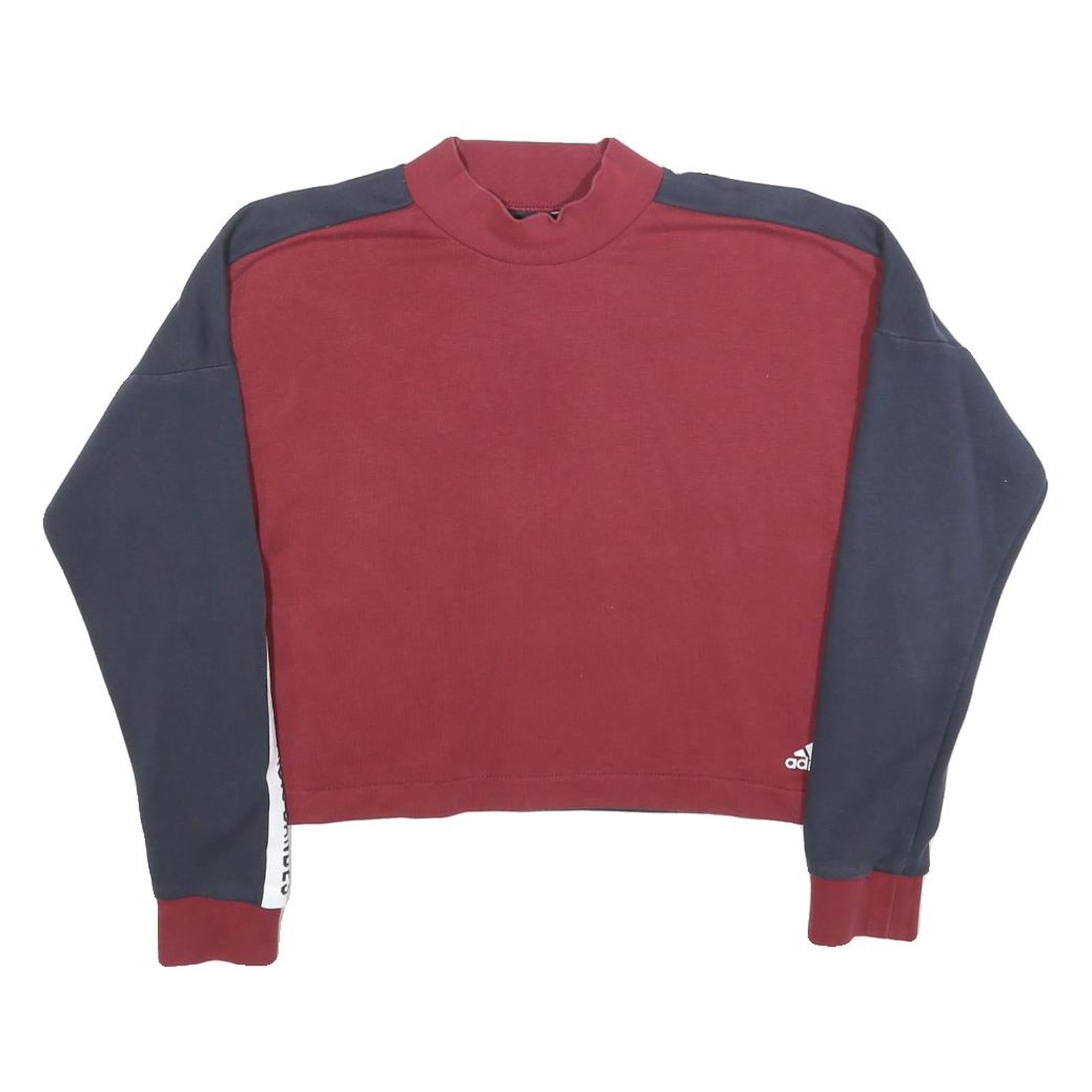 ADIDAS Womens Burgundy & Navy Sweatshirt Crew Neck S Three Stripes Logo
