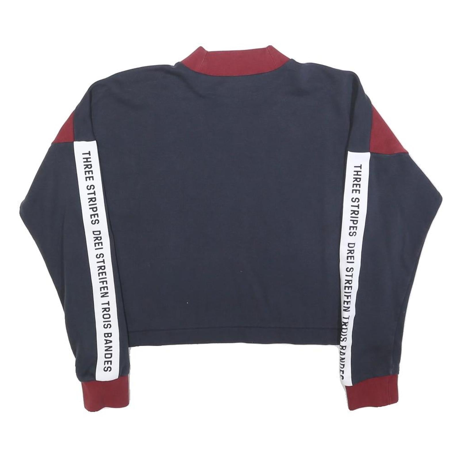 ADIDAS Womens Burgundy & Navy Sweatshirt Crew Neck S Three Stripes Logo