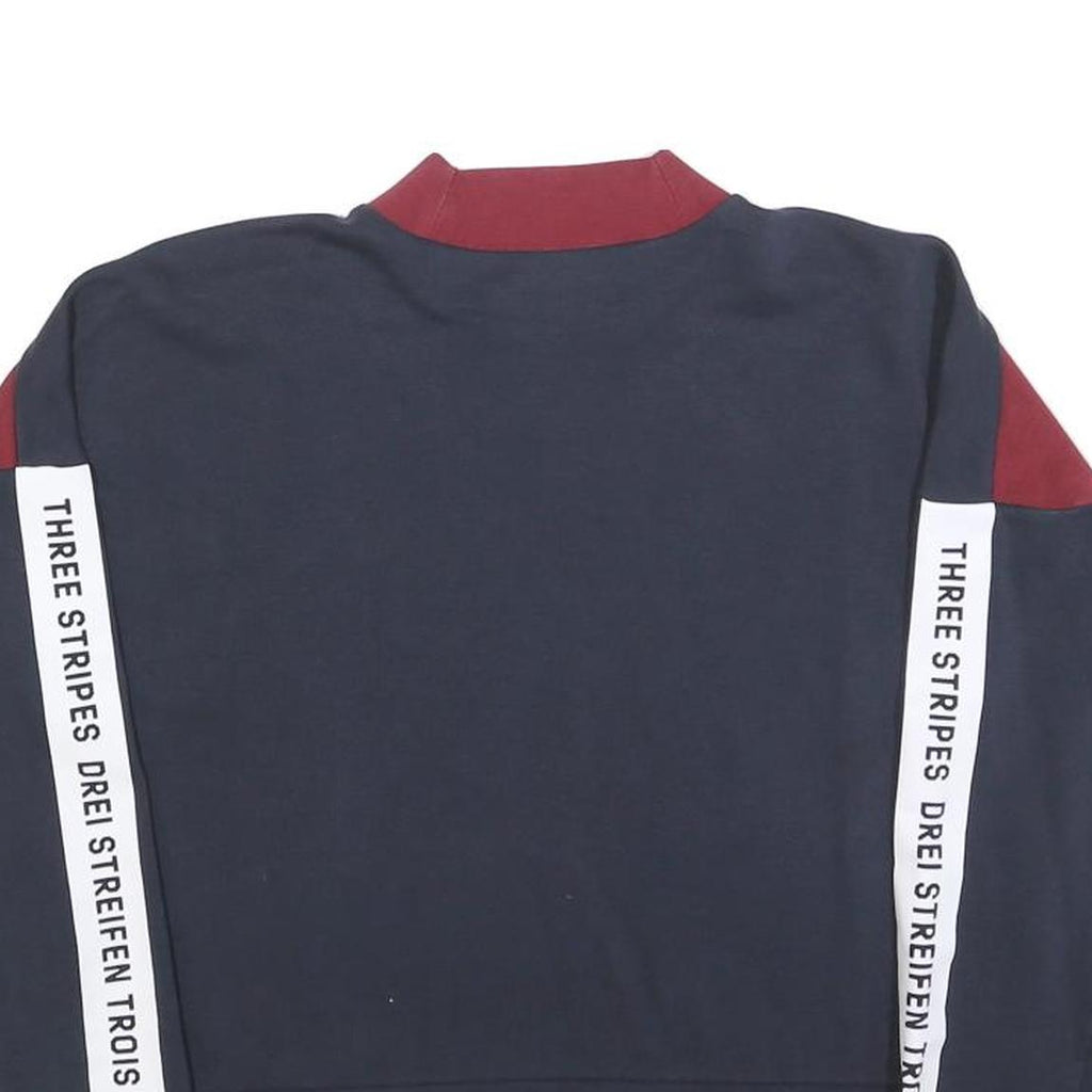 ADIDAS Womens Burgundy & Navy Sweatshirt Crew Neck S Three Stripes Logo