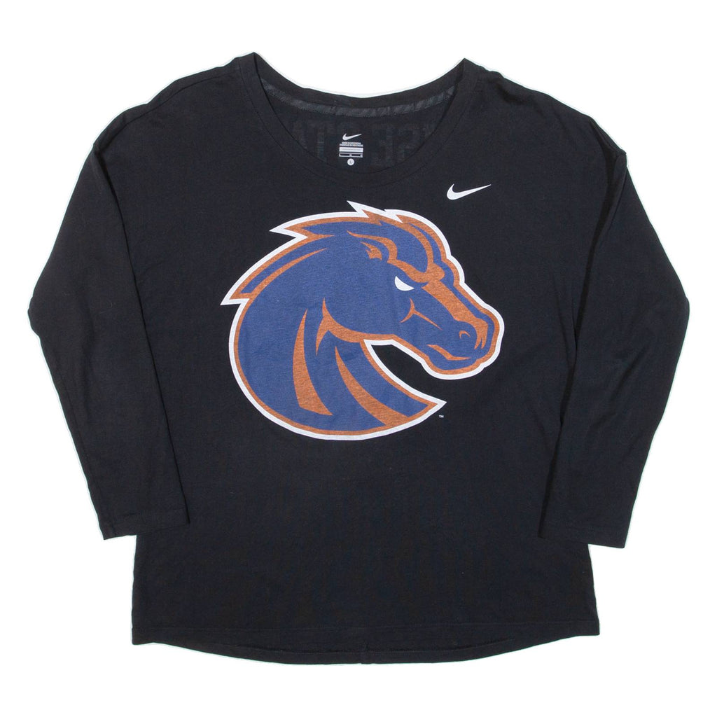 NIKE Womens T-Shirt Black Long Sleeve USA L