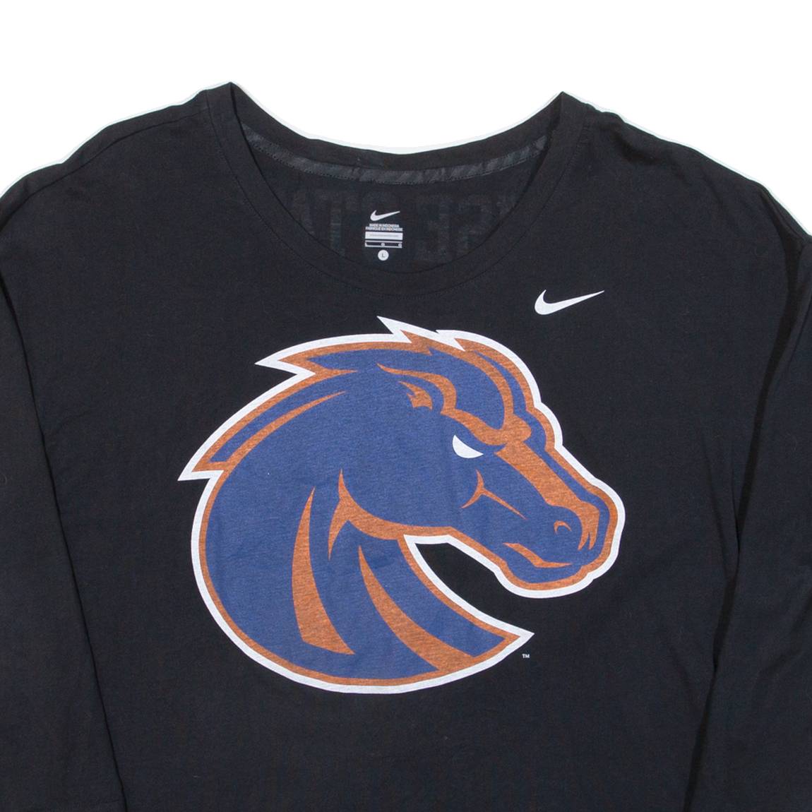 NIKE Womens T-Shirt Black Long Sleeve USA L