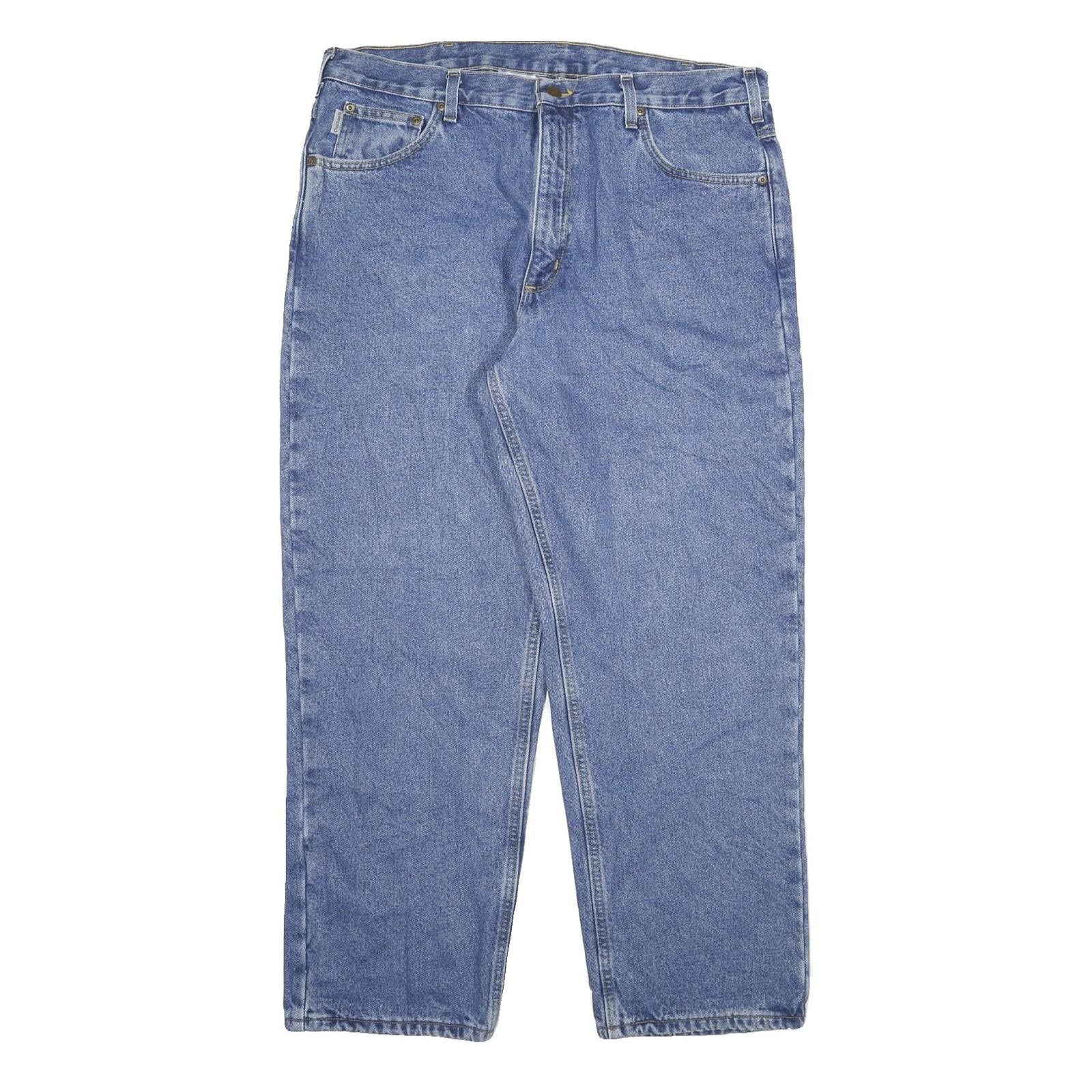 CARHARTT Mens Relaxed Fit Straight Denim Light Blue Zip Jeans W36 L30 Durable