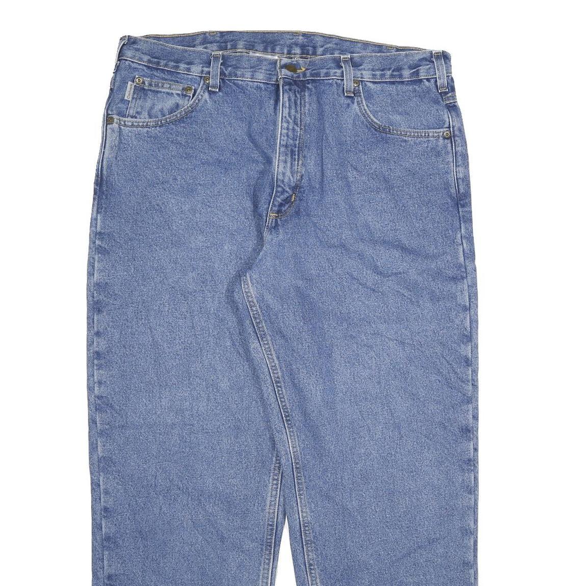 CARHARTT Mens Relaxed Fit Straight Denim Light Blue Zip Jeans W36 L30 Durable