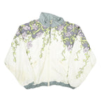 VOGLIO Womens White & Grey Floral Nylon Jacket XL Lightweight Zip Up Casual