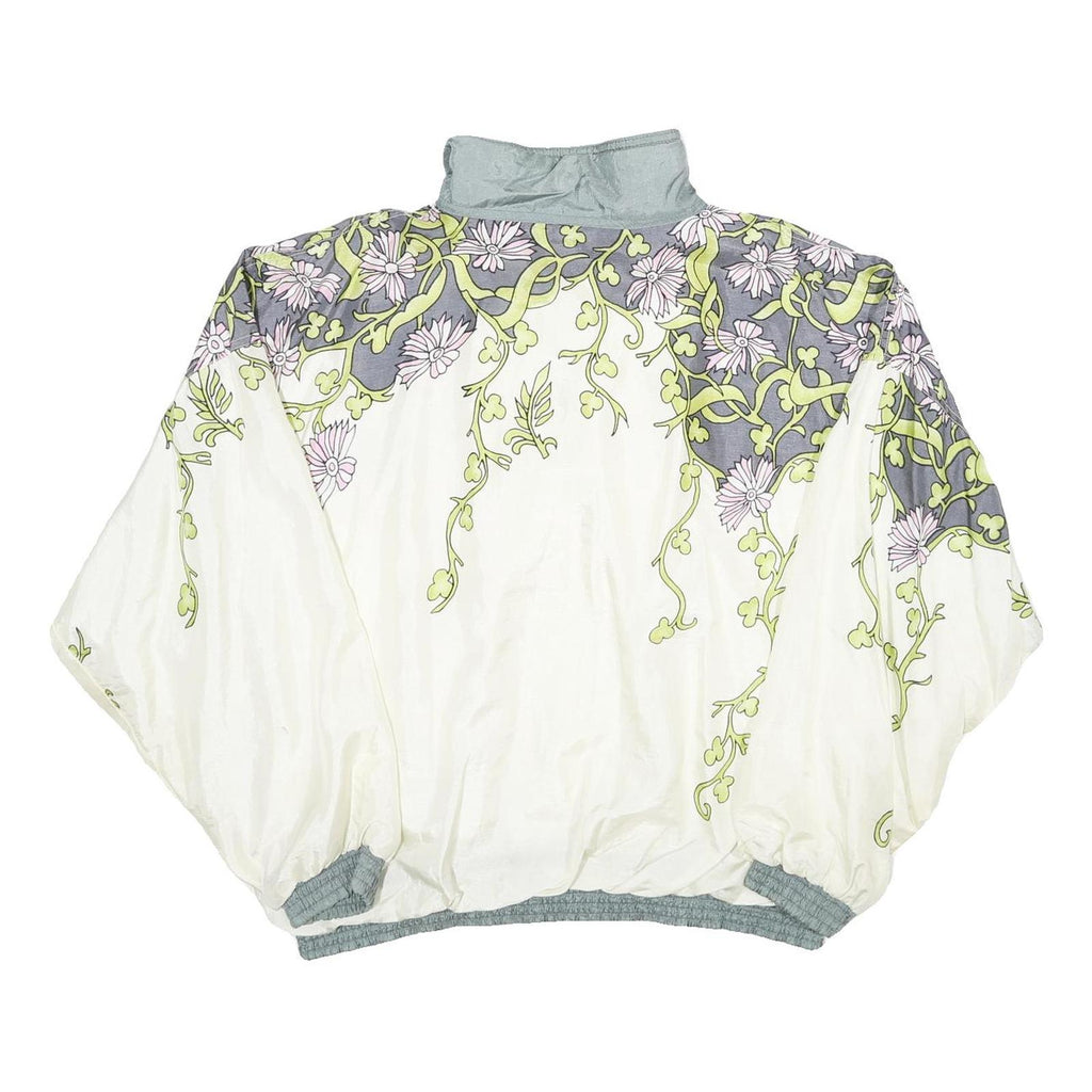 VOGLIO Womens White & Grey Floral Nylon Jacket XL Lightweight Zip Up Casual
