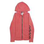 ADIDAS Womens Red Full Zip Hoodie XS Logo Print Cotton Blend Casual