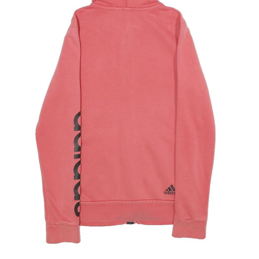 ADIDAS Womens Red Full Zip Hoodie XS Logo Print Cotton Blend Casual