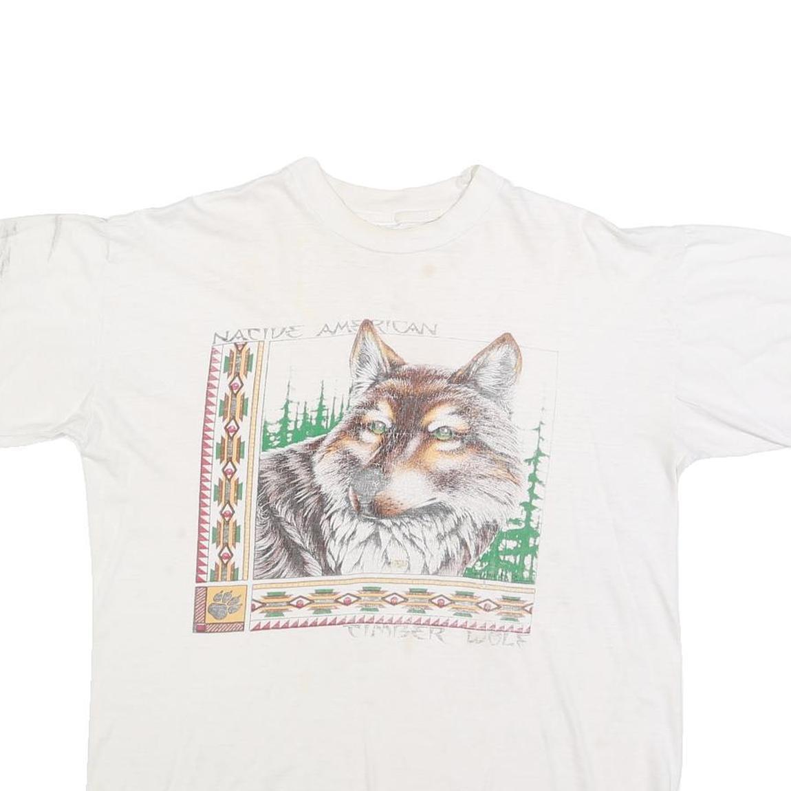 Womens White Cotton Blend Graphic T-Shirt M Short Sleeve Crew Neck Native