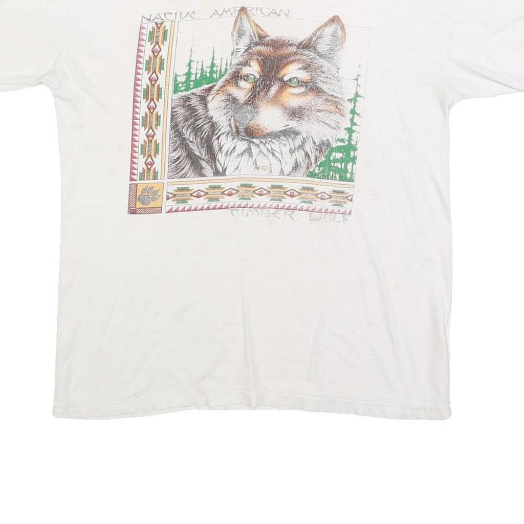 Womens White Cotton Blend Graphic T-Shirt M Short Sleeve Crew Neck Native