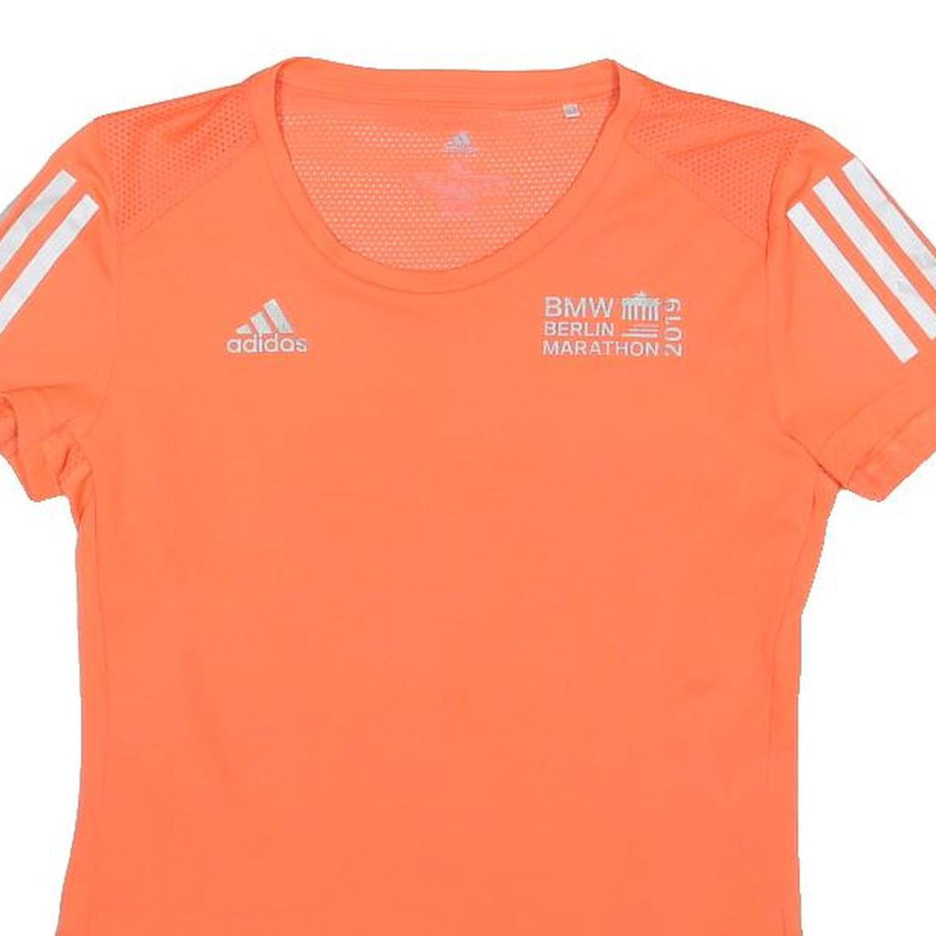 ADIDAS Womens Orange BMW Berlin Marathon 2019 Graphic T-Shirt XS Short Sleeve