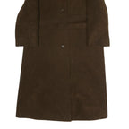 Womens Brown Cotton Blend Button Jacket L Plain Classic Knee Length Stylish