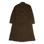 Womens Brown Cotton Blend Button Jacket L Plain Classic Knee Length Stylish