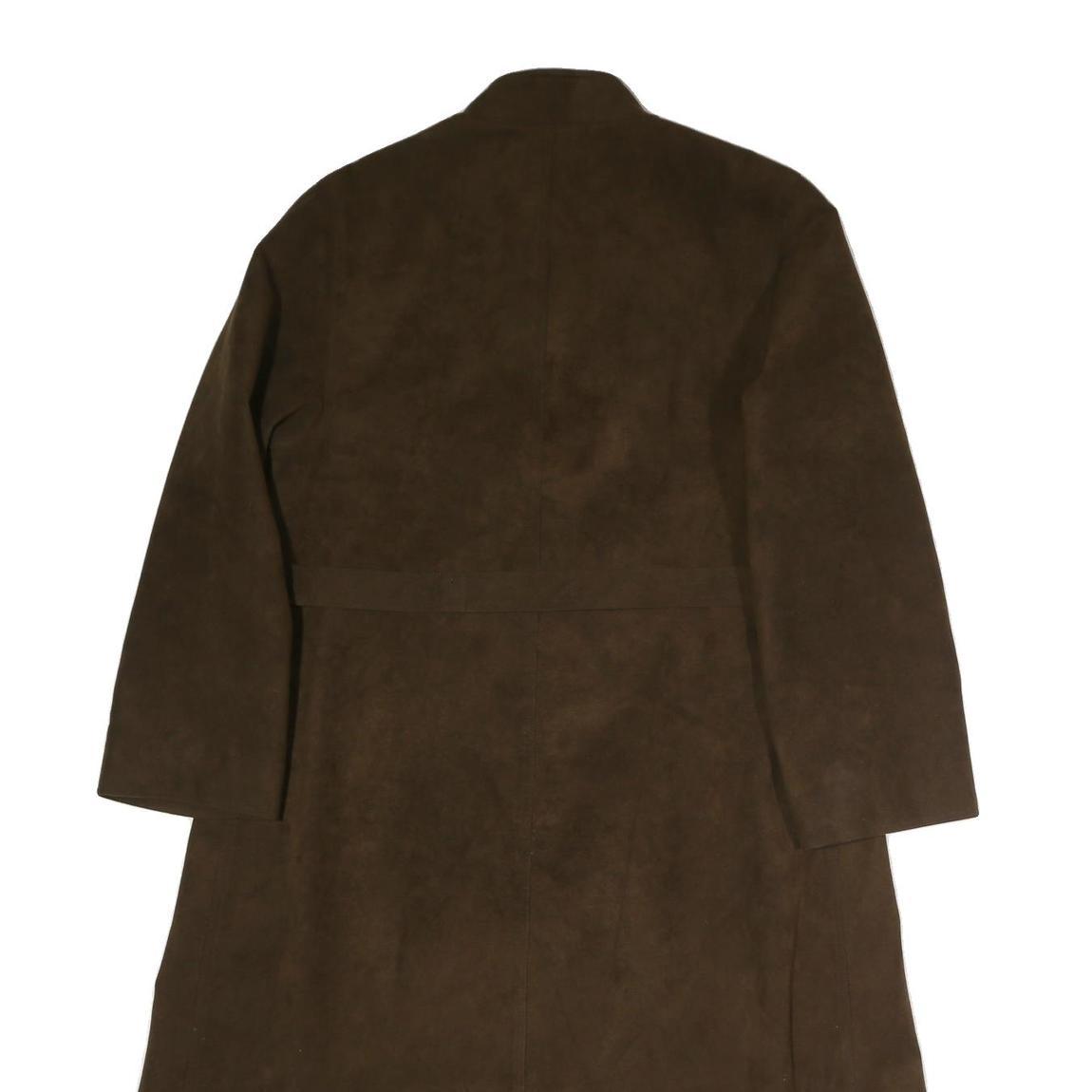 Womens Brown Cotton Blend Button Jacket L Plain Classic Knee Length Stylish