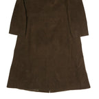 Womens Brown Cotton Blend Button Jacket L Plain Classic Knee Length Stylish