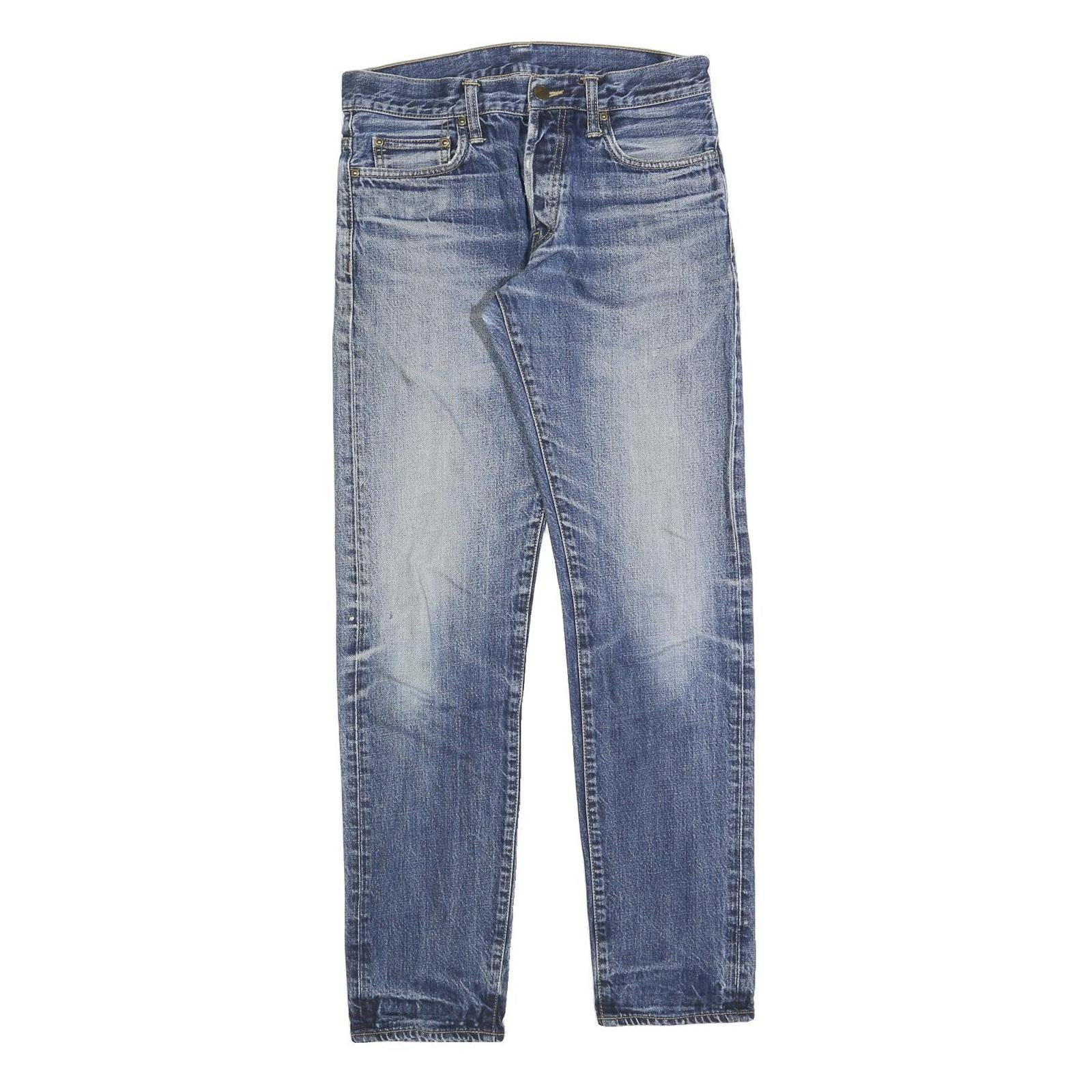 CARHARTT Mens Slim Blue Denim Jeans W30 L31 Button Closure Faded