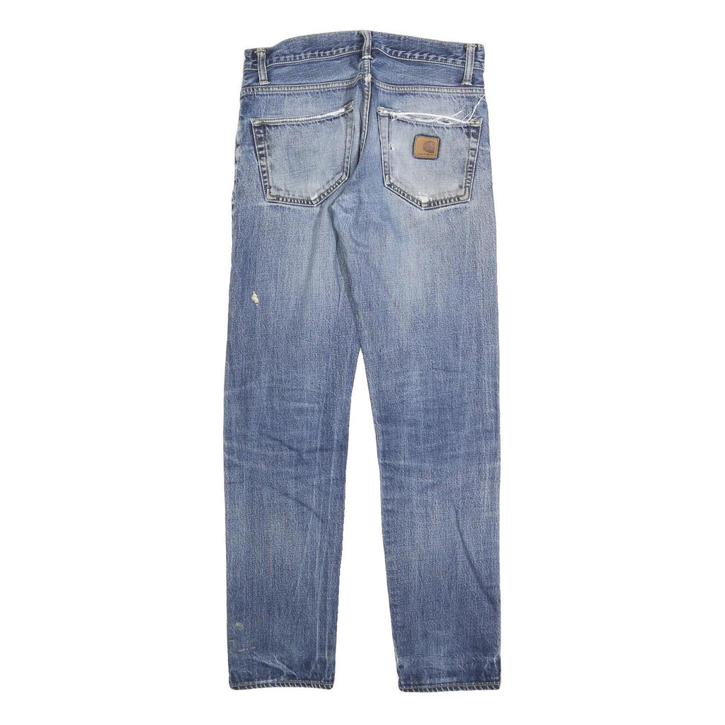 CARHARTT Mens Slim Blue Denim Jeans W30 L31 Button Closure Faded