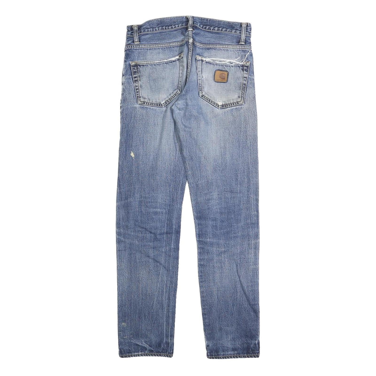 CARHARTT Mens Slim Blue Denim Jeans W30 L31 Button Closure Faded