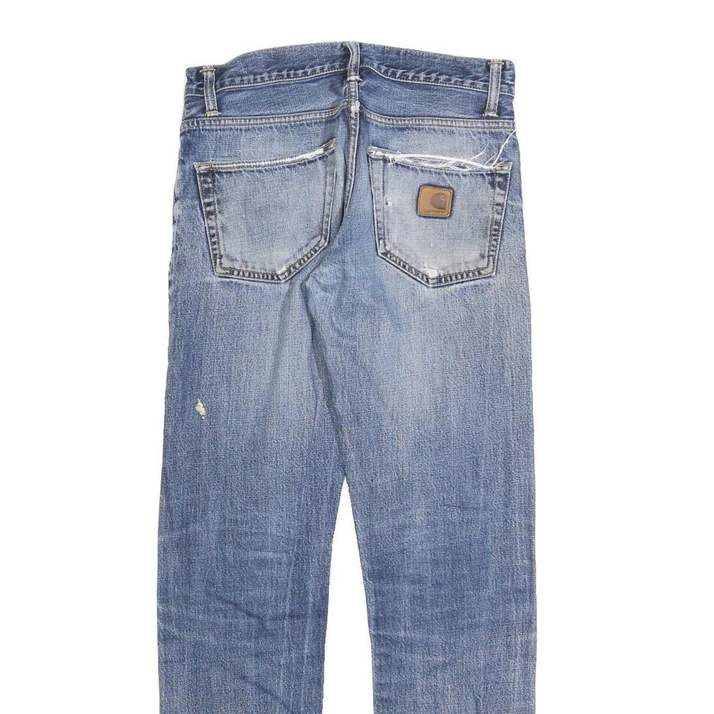 CARHARTT Mens Slim Blue Denim Jeans W30 L31 Button Closure Faded