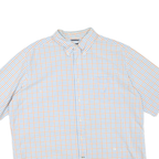 NAUTICA Mens Blue & Orange Checked Shirt 2XL Cotton Blend Button-Down Collar