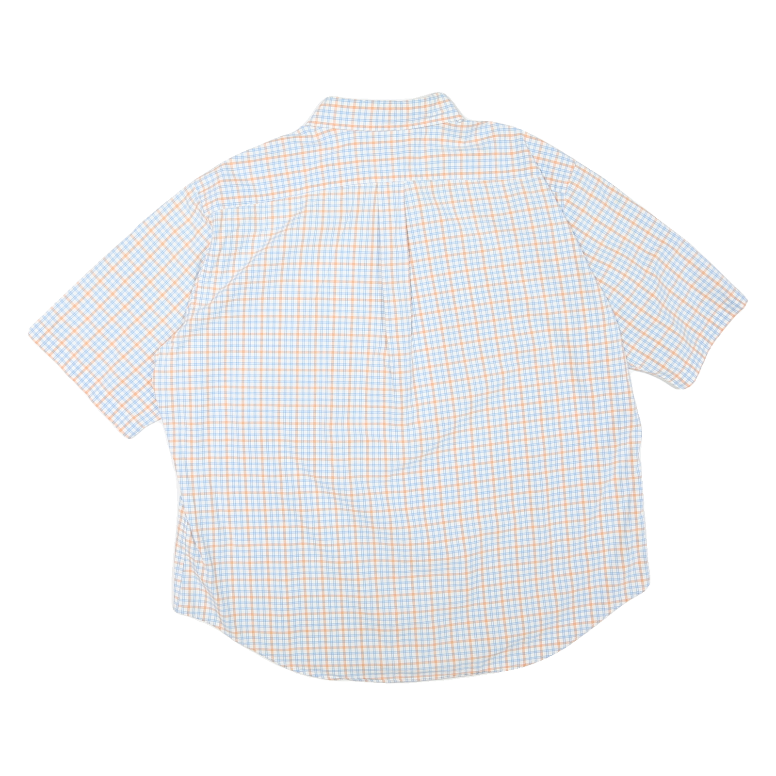 NAUTICA Mens Blue & Orange Checked Shirt 2XL Cotton Blend Button-Down Collar