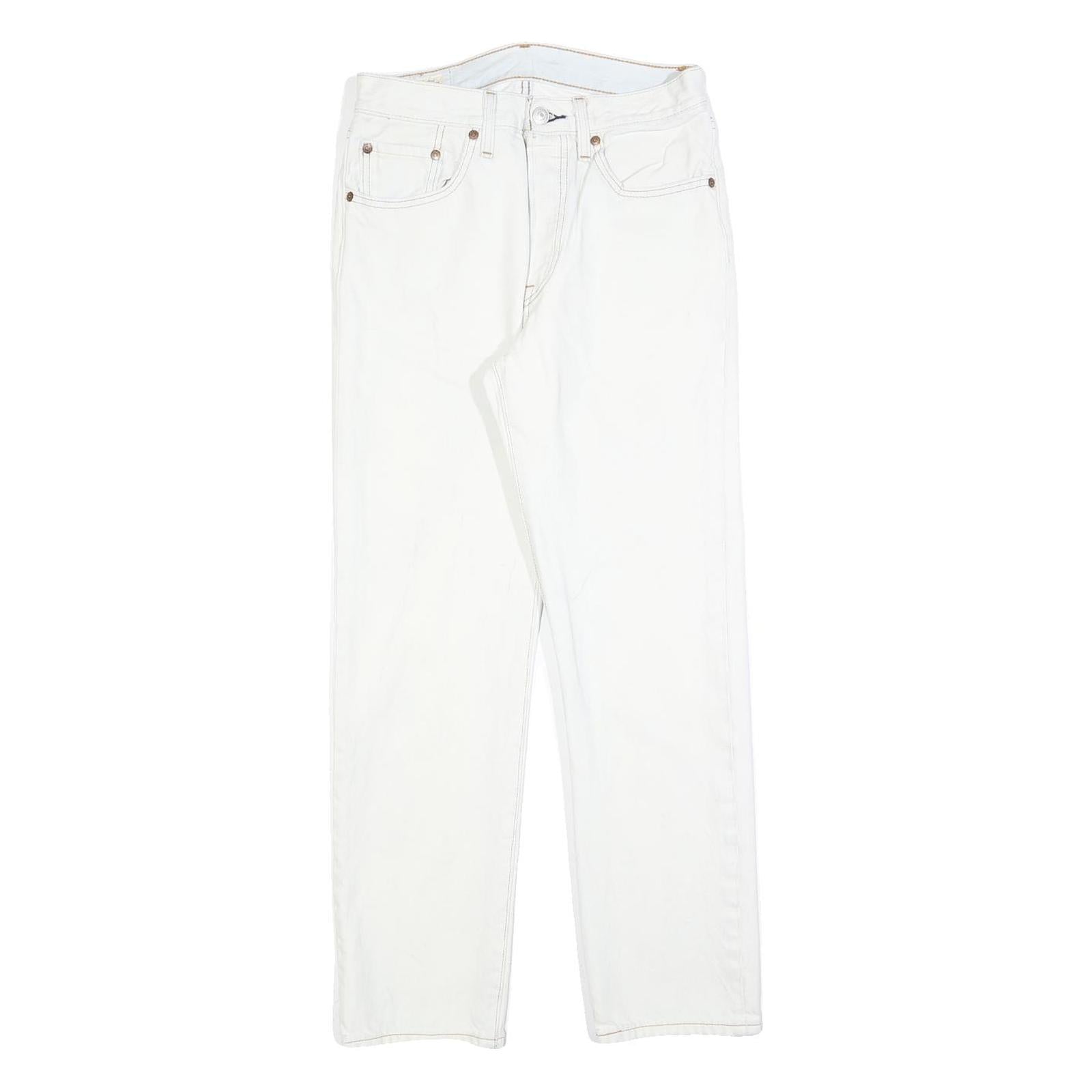 LEVI'S 501 Womens White Regular Straight Denim Raw Woven W26 L28 Classic Cotton