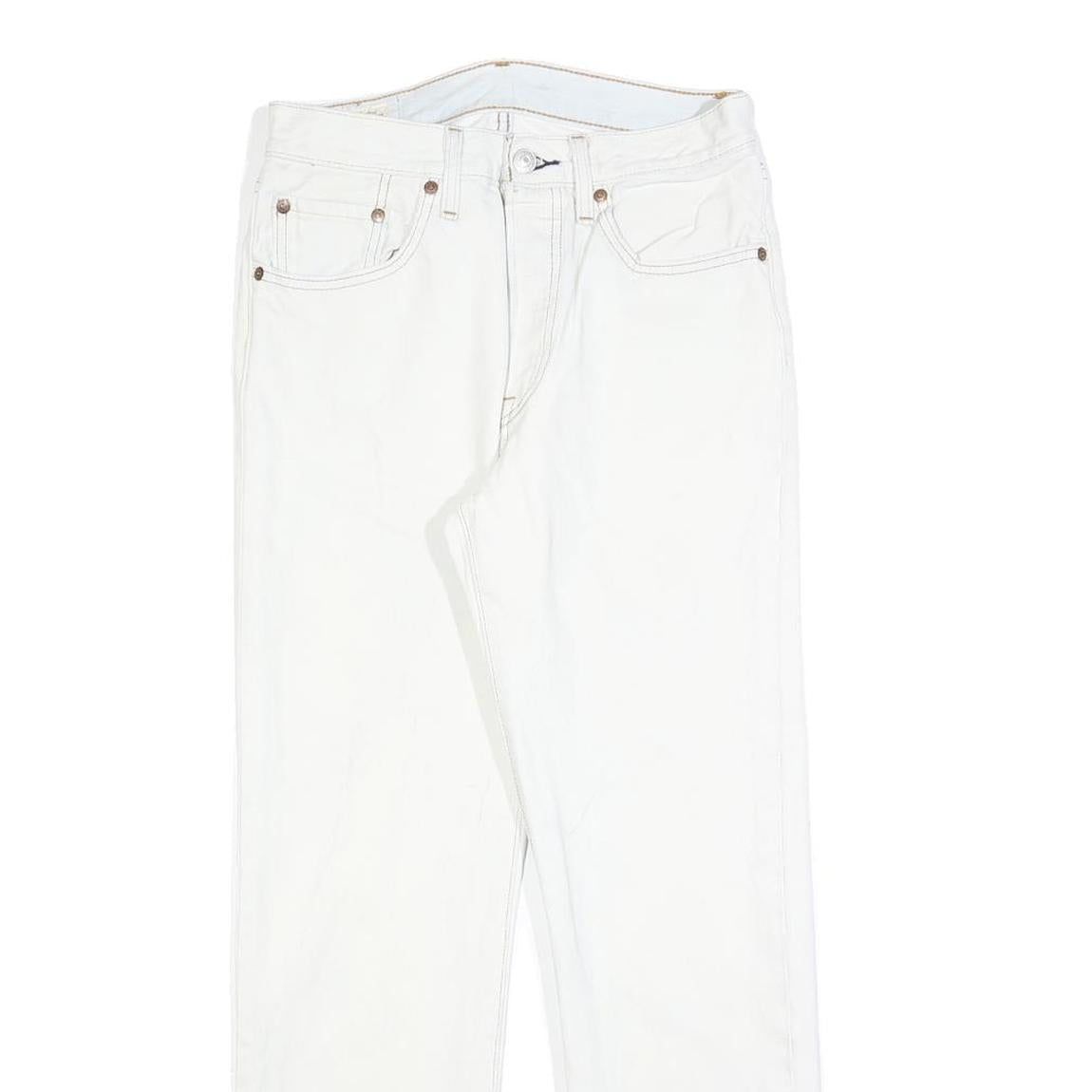 LEVI'S 501 Womens White Regular Straight Denim Raw Woven W26 L28 Classic Cotton
