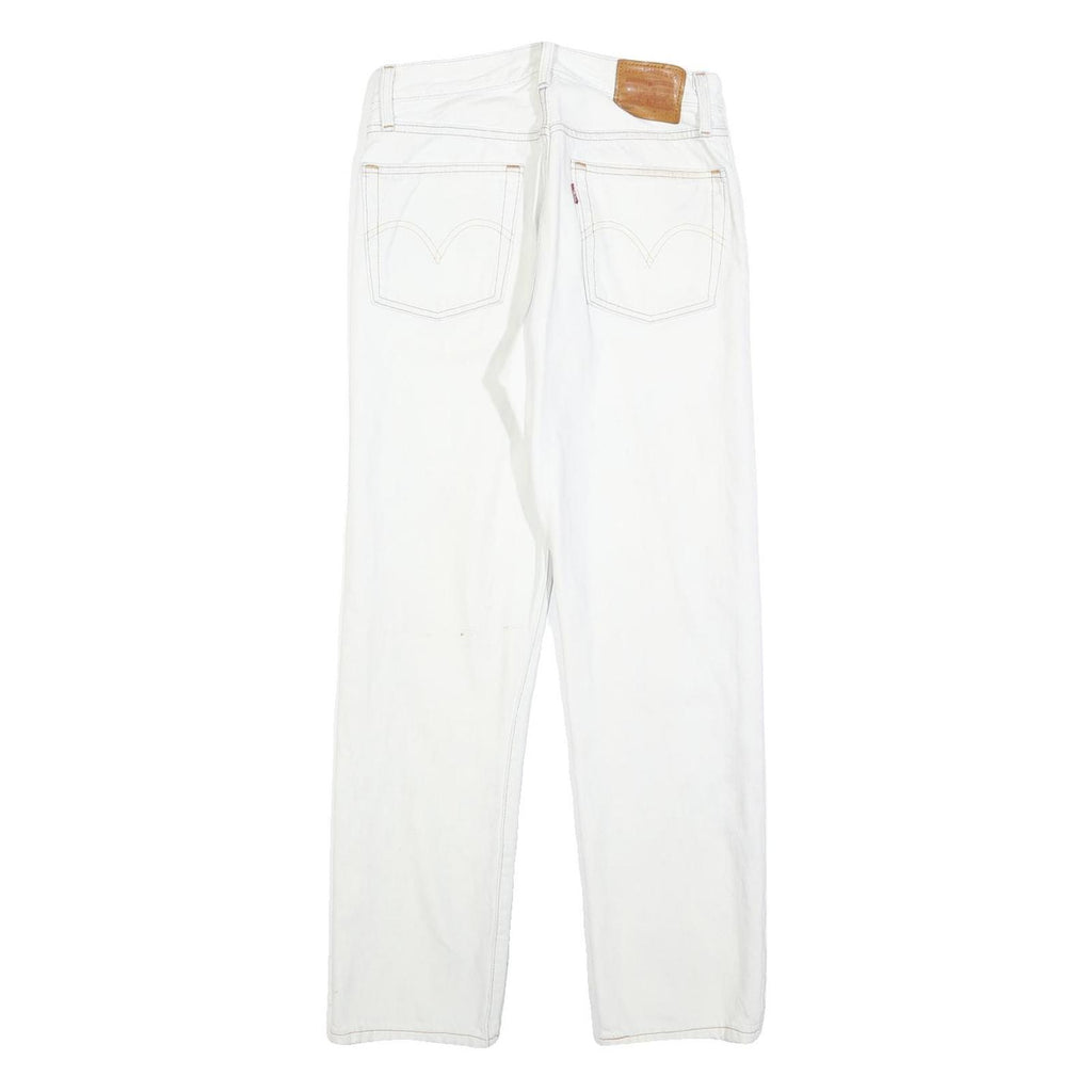 LEVI'S 501 Womens White Regular Straight Denim Raw Woven W26 L28 Classic Cotton