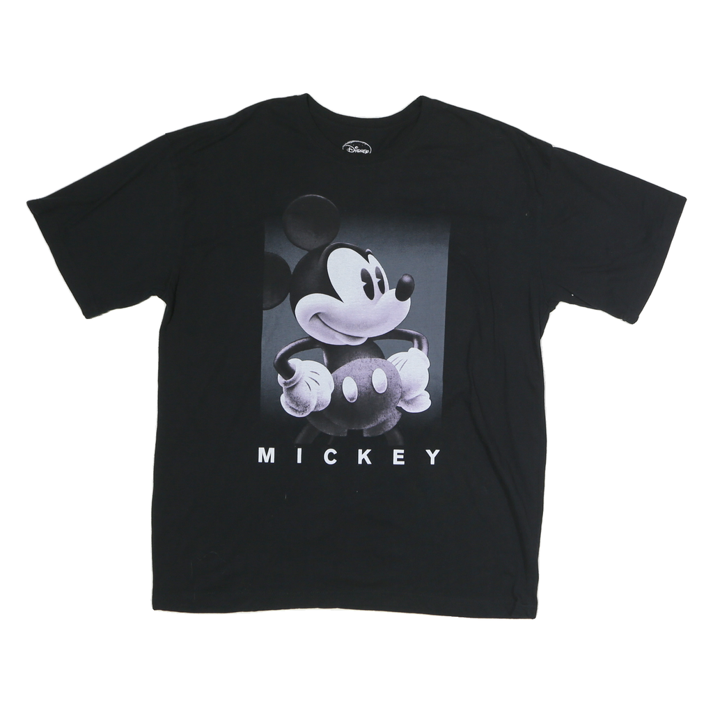 DISNEY Mens Black Mickey Graphic T-Shirt XL Short Sleeve Crew Neck Cotton