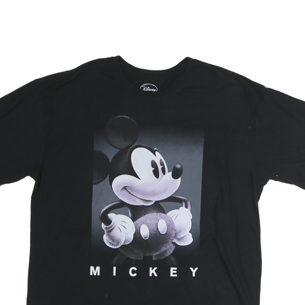 DISNEY Mens Black Mickey Graphic T-Shirt XL Short Sleeve Crew Neck Cotton