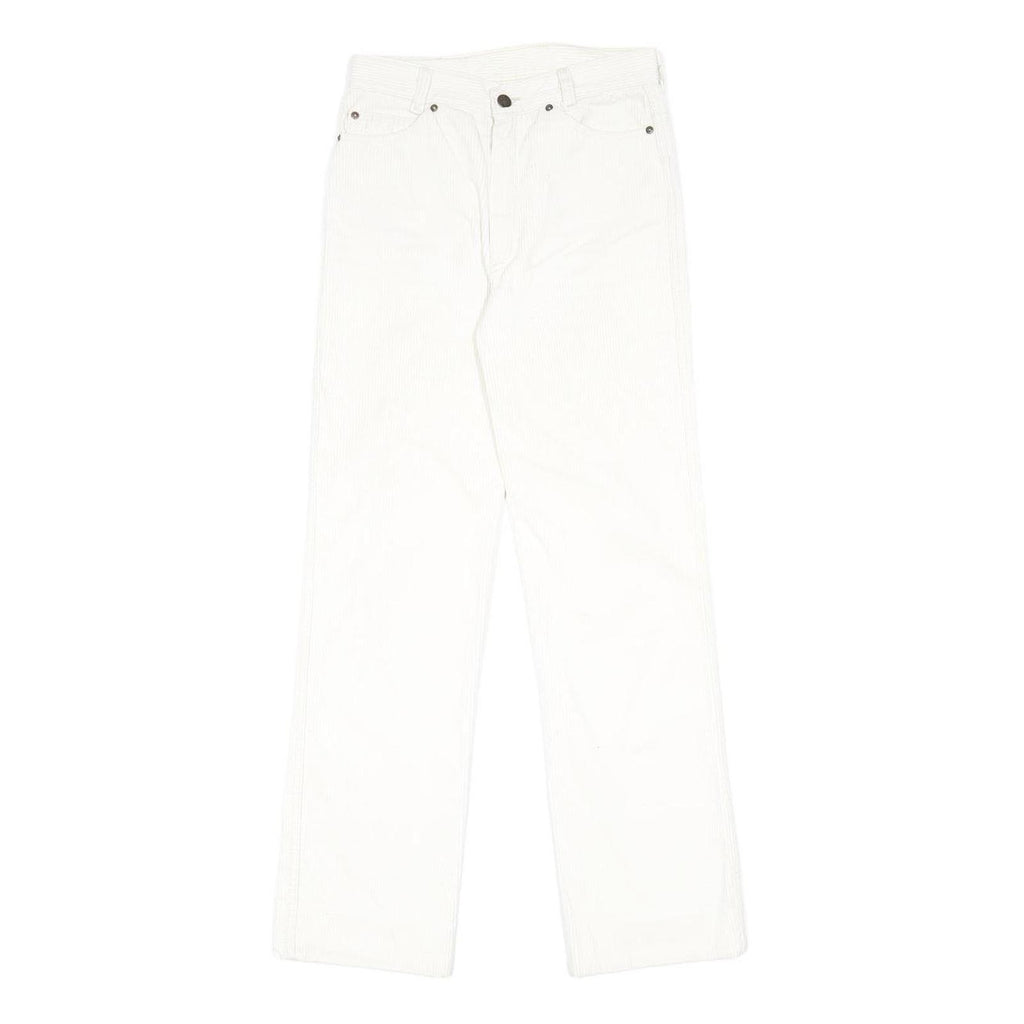 CRACK Womens Cotton Blend White Relaxed Straight Trousers W26 L29 Casual Zip