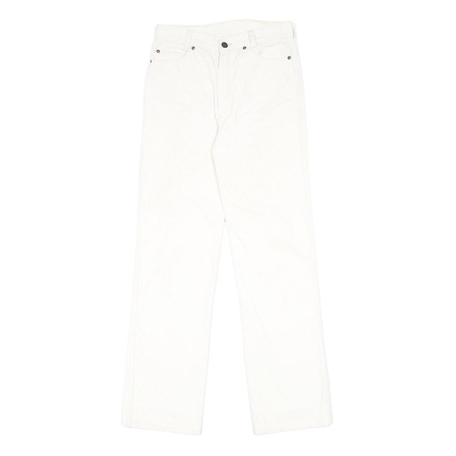 CRACK Womens Cotton Blend White Relaxed Straight Trousers W26 L29 Casual Zip