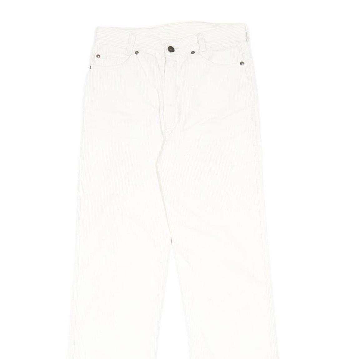 CRACK Womens Cotton Blend White Relaxed Straight Trousers W26 L29 Casual Zip