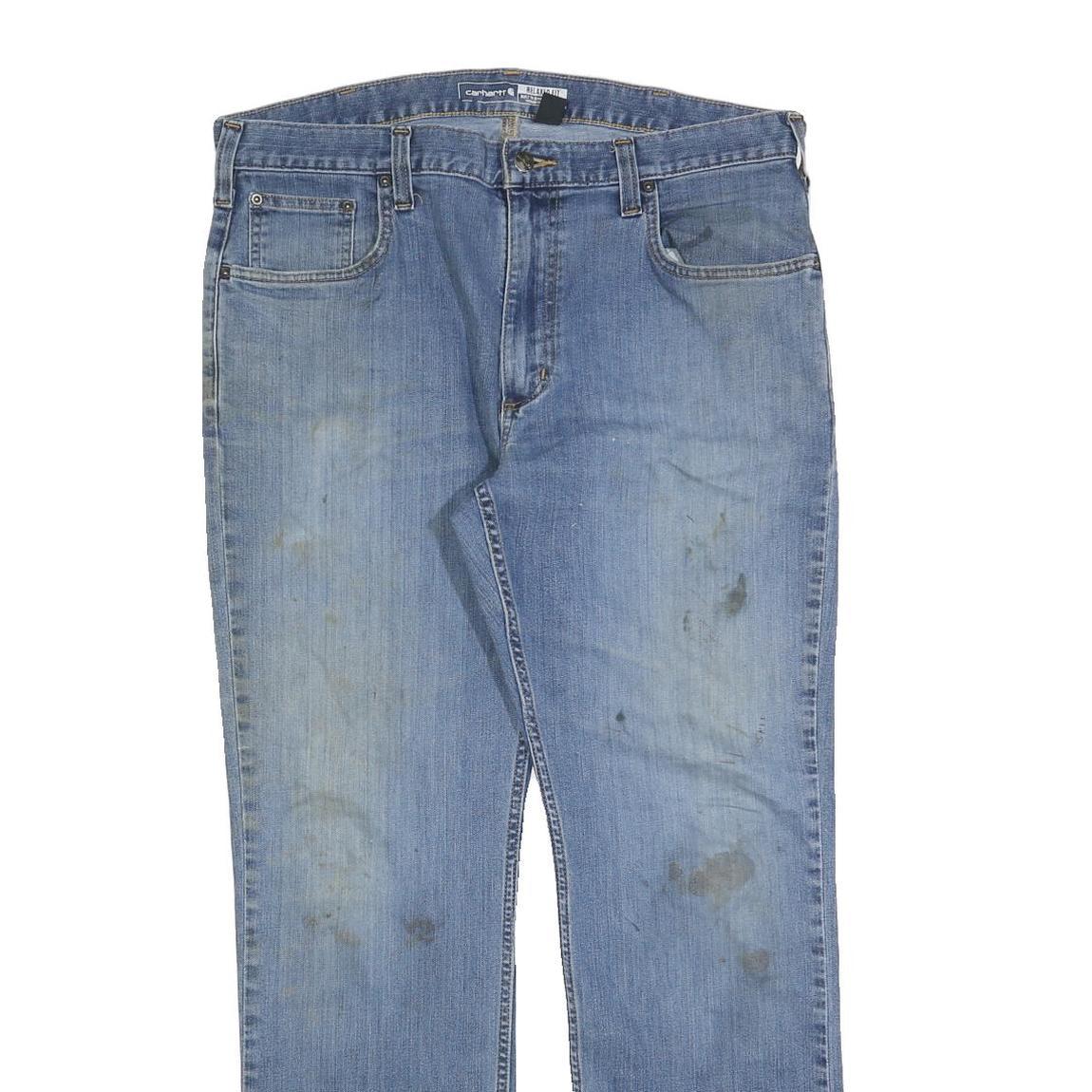 CARHARTT Mens Jeans Blue Relaxed Straight Denim Medium W36 L32 Workwear Zip