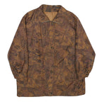 Womens Brown Abstract Print Jacket XL Woven Zip Long Sleeve Casual Outerwear