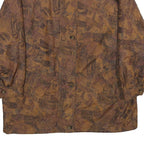 Womens Brown Abstract Print Jacket XL Woven Zip Long Sleeve Casual Outerwear