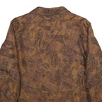 Womens Brown Abstract Print Jacket XL Woven Zip Long Sleeve Casual Outerwear