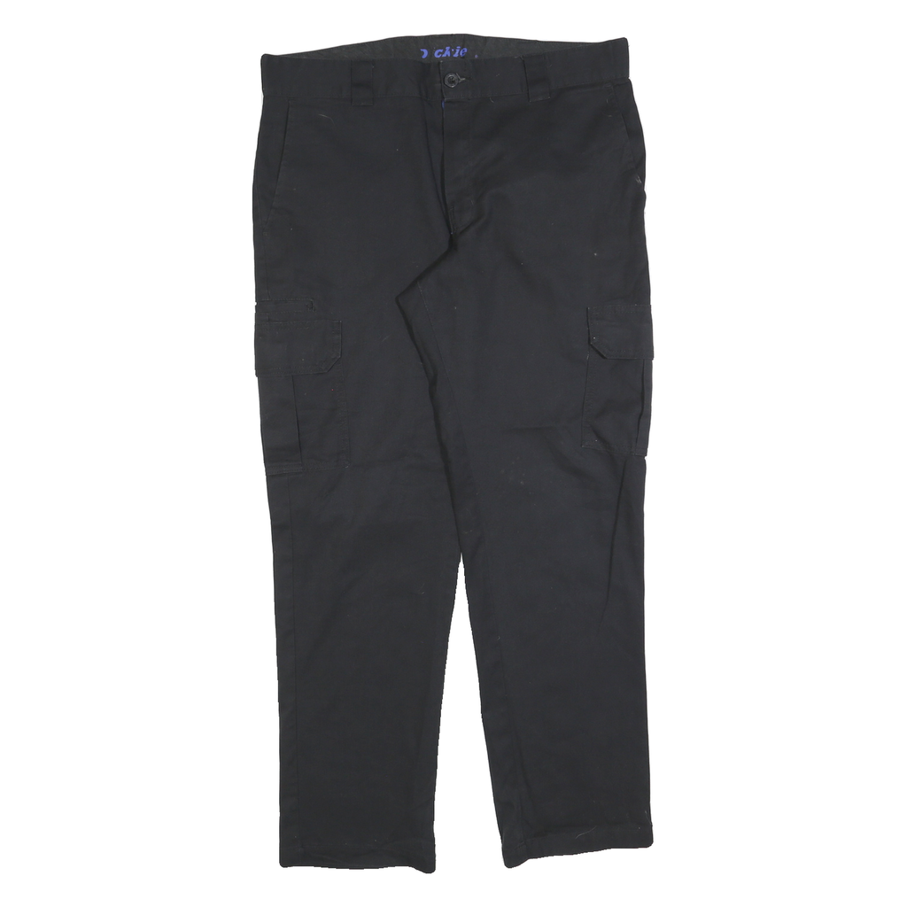 DICKIES Mens Black Slim Straight Cotton Blend Trousers W36 L30 Workwear Cargo