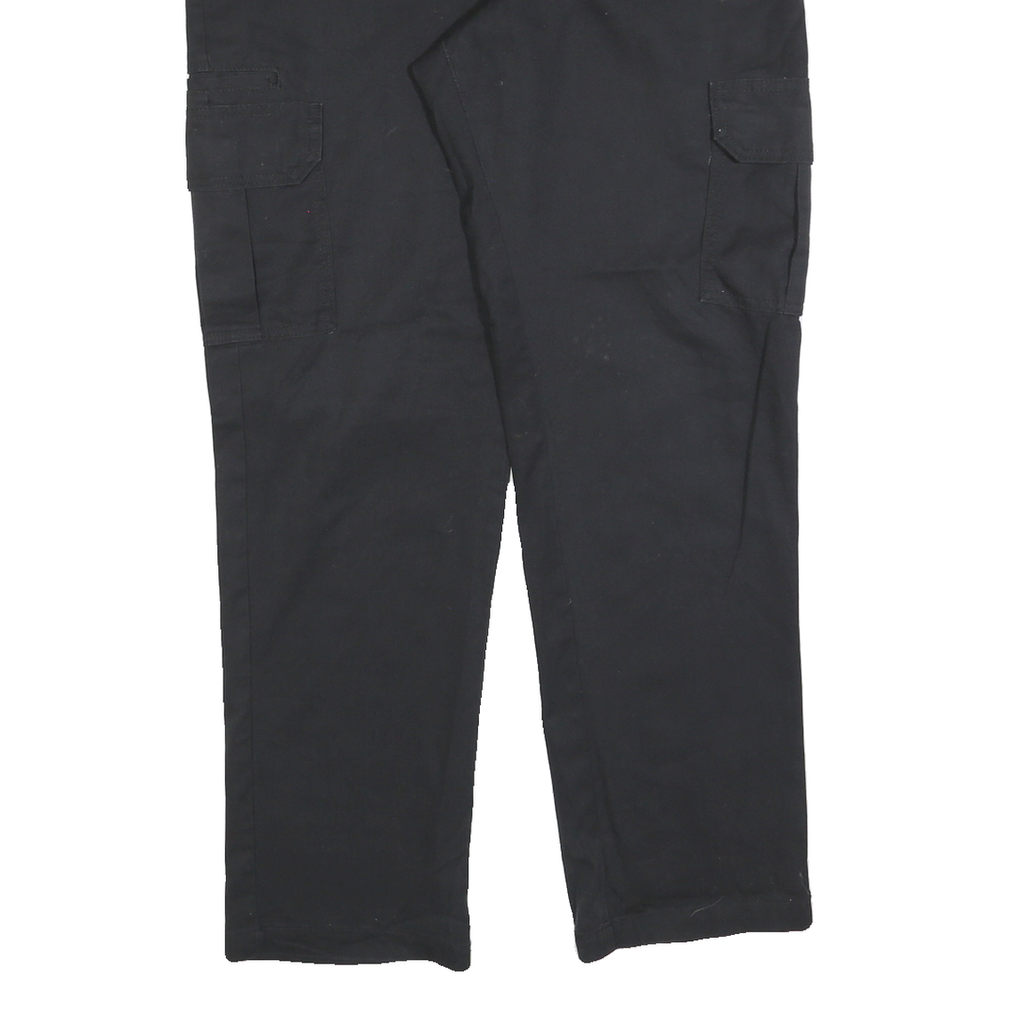 DICKIES Mens Black Slim Straight Cotton Blend Trousers W36 L30 Workwear Cargo