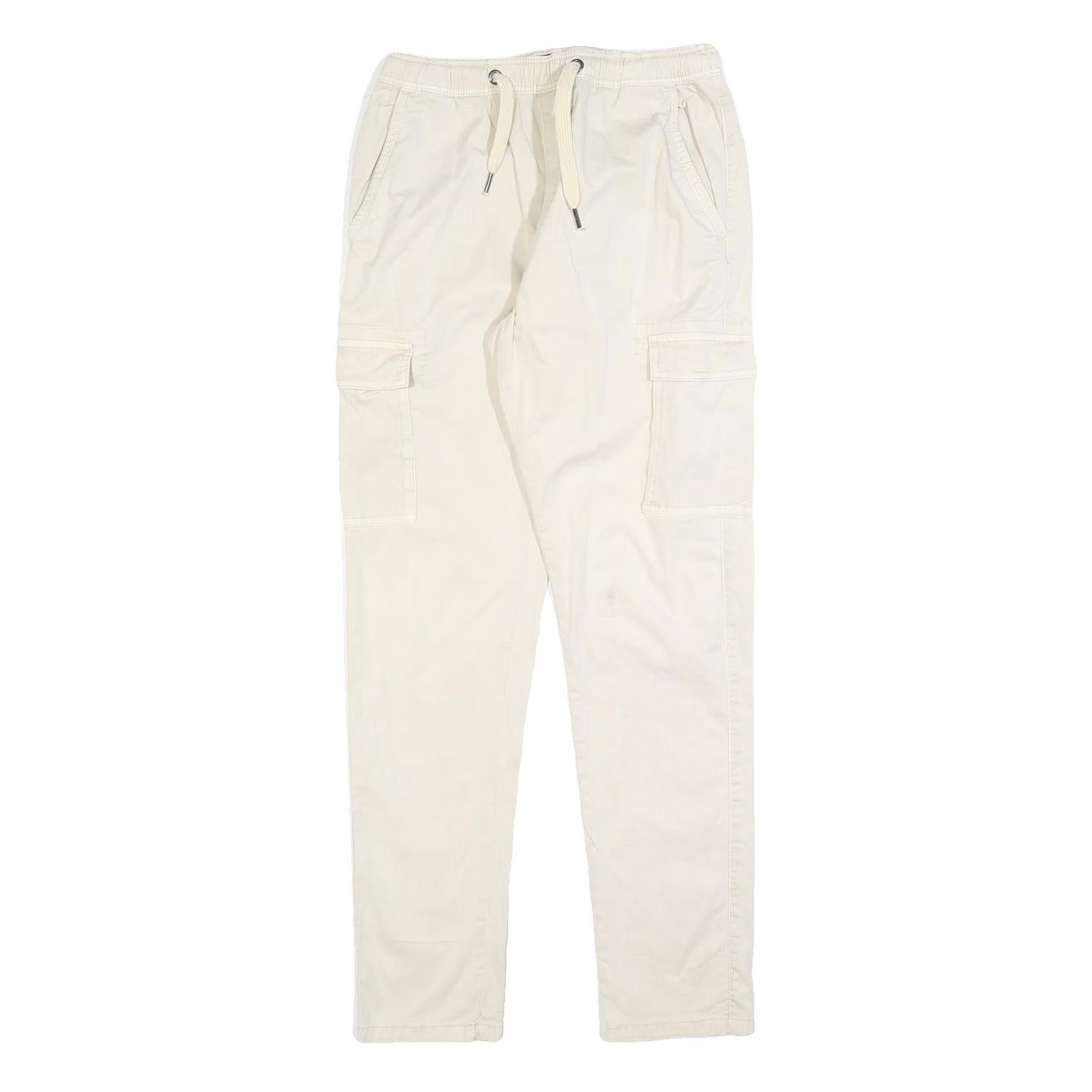 INDICODE JEANS Mens Cotton Blend White Slim Tapered Trousers W28 L30 Casual