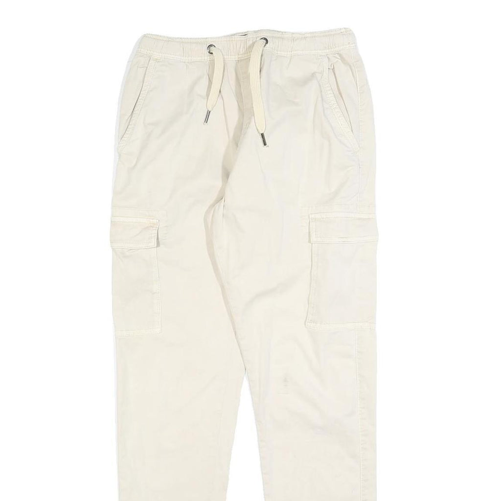 INDICODE JEANS Mens Cotton Blend White Slim Tapered Trousers W28 L30 Casual