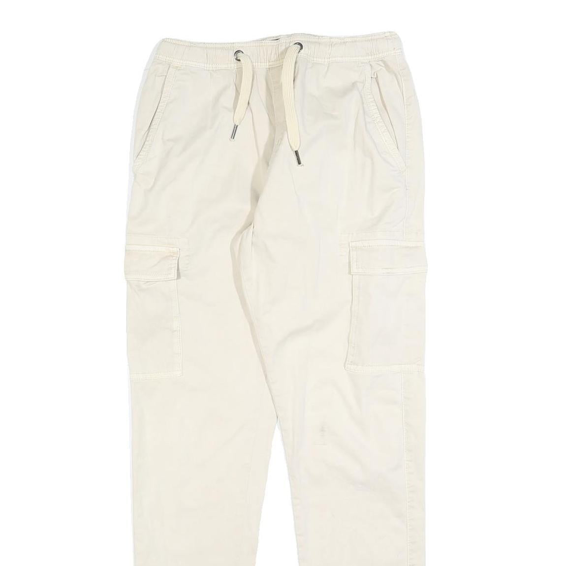 INDICODE JEANS Mens Cotton Blend White Slim Tapered Trousers W28 L30 Casual
