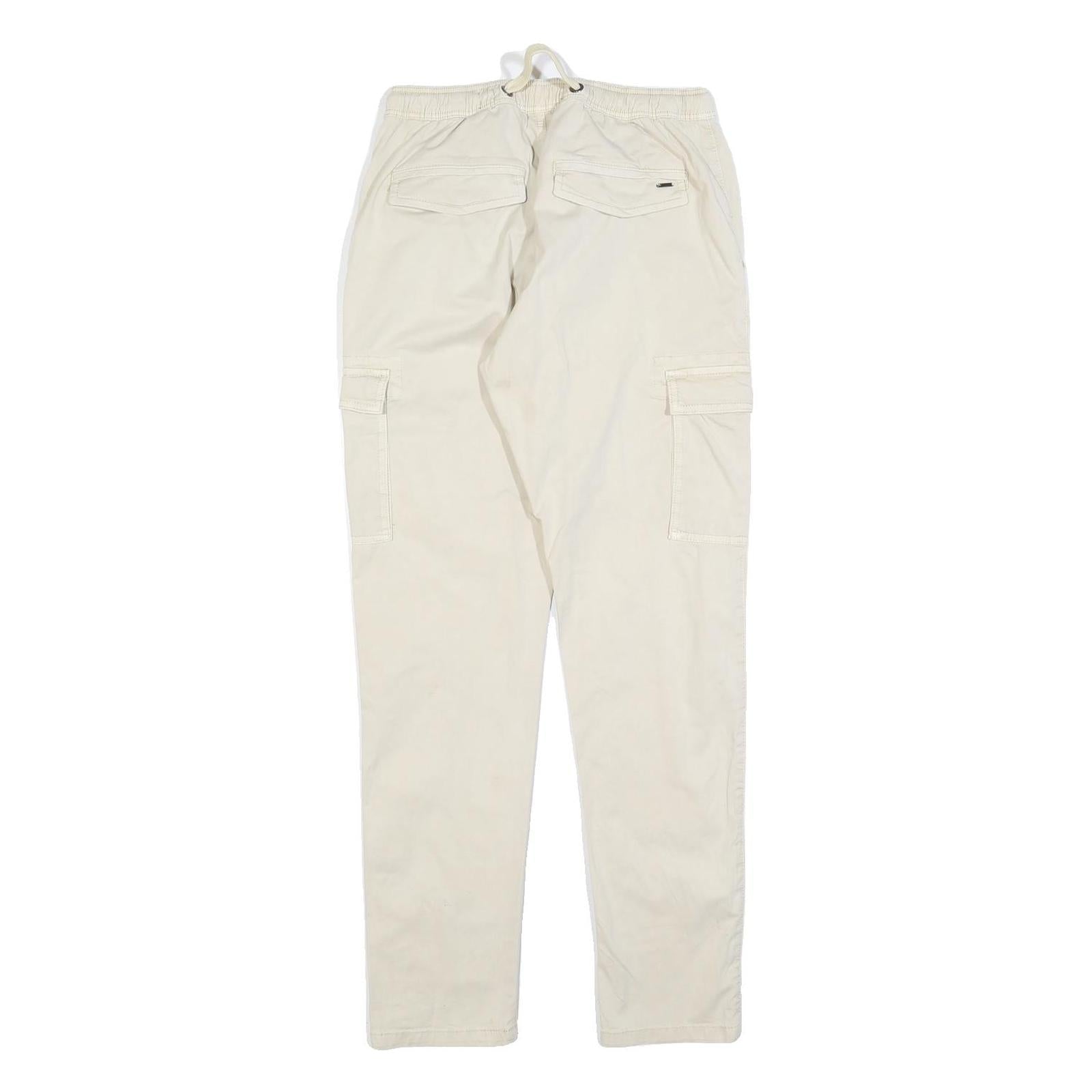 INDICODE JEANS Mens Cotton Blend White Slim Tapered Trousers W28 L30 Casual