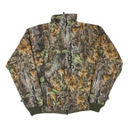 Mens Brown Green Oak Leaf Camouflage Zip Jacket Polyester Blend Reversible