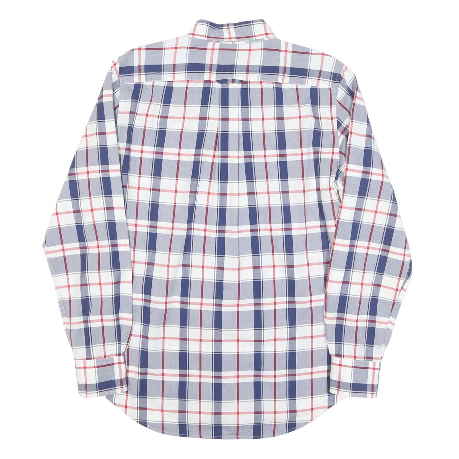 GANT Mens Blue & Red Checked Shirt S Classic Cotton Blend Button-Down Collar