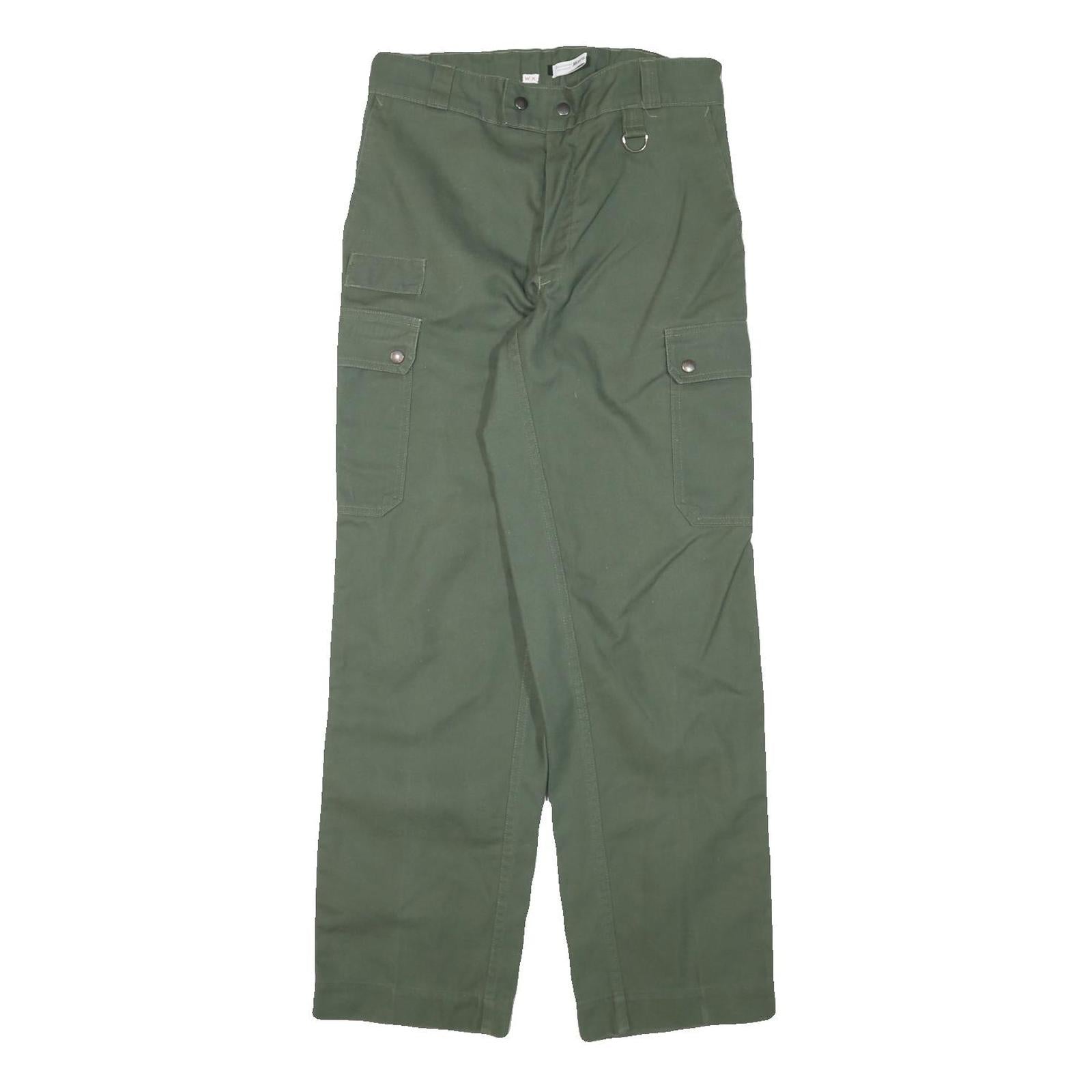 MARSUM Womens Cotton Blend Green Relaxed Straight Trousers W28 L30 Utility Cargo