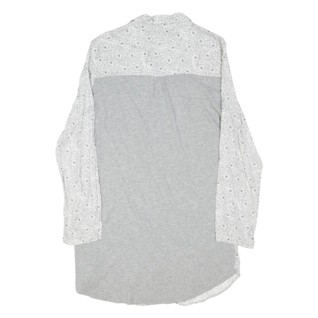 EMPORIO ARMANI Womens White Grey Cotton Blend Shirt Dress Printed Long Sleeve M