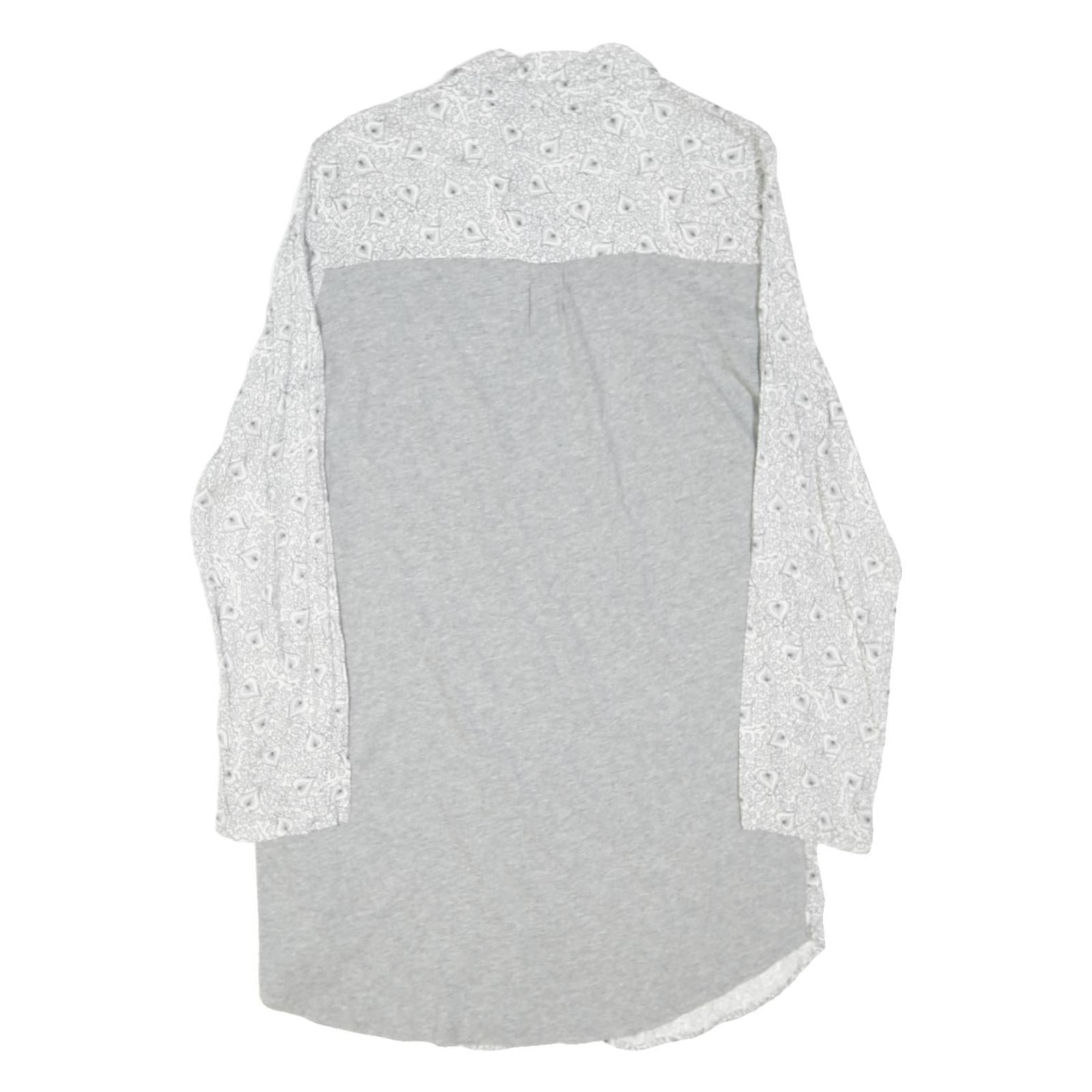 EMPORIO ARMANI Womens White Grey Cotton Blend Shirt Dress Printed Long Sleeve M
